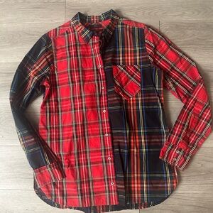 J. Crew Red and Navy Plaid Button Down Shirt size 6